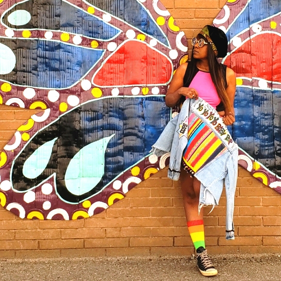 Custom Salt-n-Pepa Inspired Denim Cropped Jacket Size Medium / Large - Picture 3 of 16